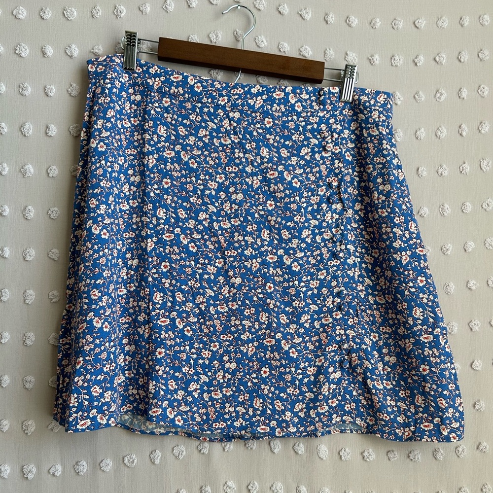 Madewell Blue Floral A-Line Mini Skirt